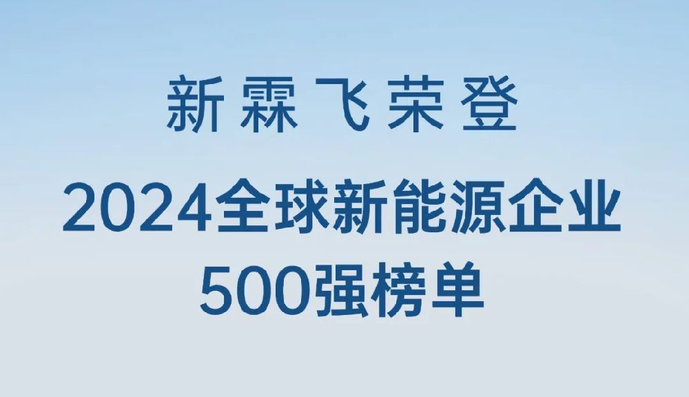 新霖飞荣登2024“全球新能源企业500强”榜单